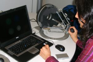 Me trying a Force Dimension haptic device.
