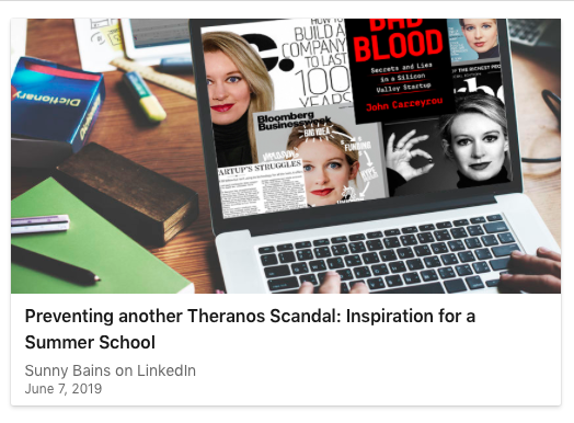 Preventing another Theranos Scandal: Inspiration for a Summer School